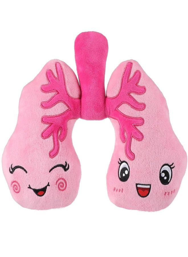 RoundFunny Soft Breathing Stuffed Animal Respiratory Therapist Gifts Pink Plush Lung Toy Organ Pillow Cute Anatomical Science Medical Gift Plush Lung Cancer Awareness Products, 10 x 9 x 2 Inch - Image 1